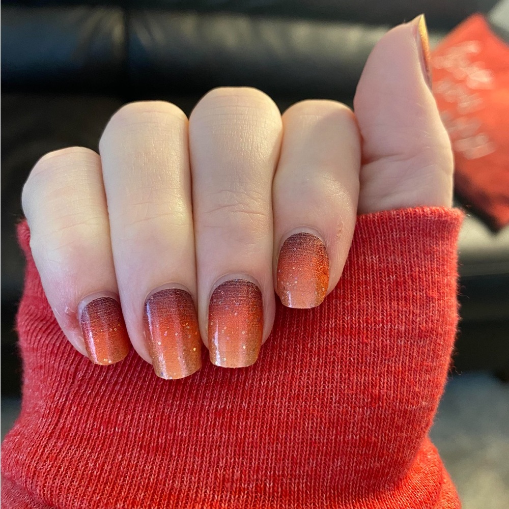 *Retired* Color Street: Solar Flare | Burgundy Copper Gold Gradient Glitter Fall - Picture 8 of 14